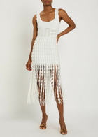 Simkhai Brionne Scalloped Knit Midi Dress Ivory