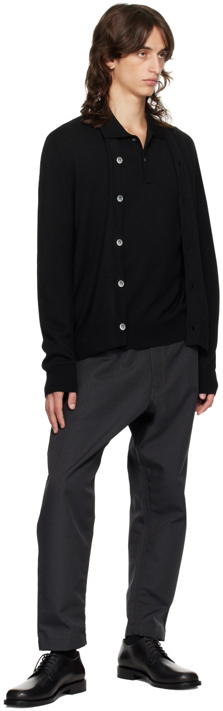 Comme des Garçons Homme Deux Black Buttoned Wool Cardigan
