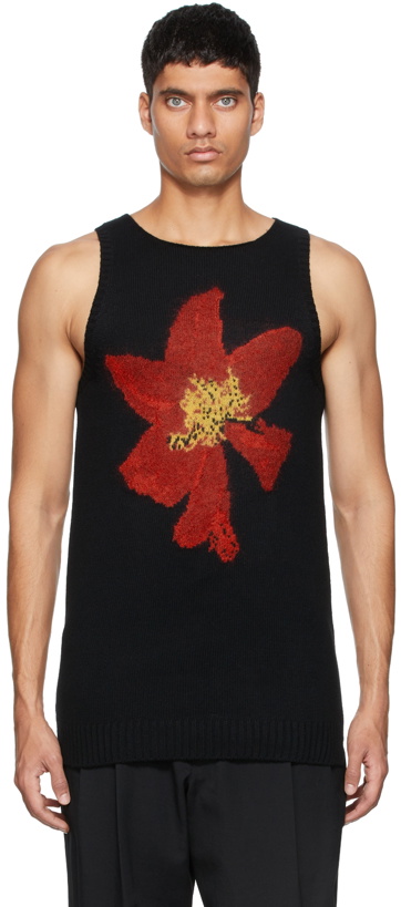 Photo: Yohji Yamamoto Black Floral Tank Top