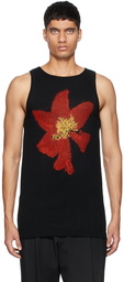 Yohji Yamamoto Black Floral Tank Top