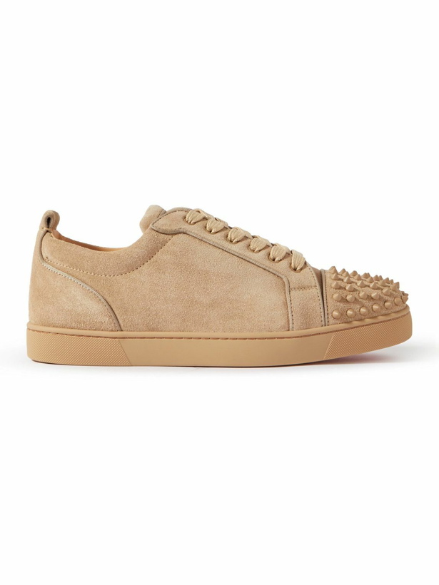 Photo: Christian Louboutin - Louis Junior Spiked Suede Sneakers - Neutrals