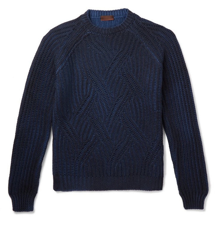 Photo: Altea - Mélange Cable-Knit Virgin Wool Sweater - Men - Blue