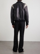 AMIRI - Bones Snake-Effect Panelled Studded Logo-Embroidered Leather Jacket - Black