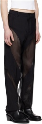 Mugler Black Semi-Sheer Trousers