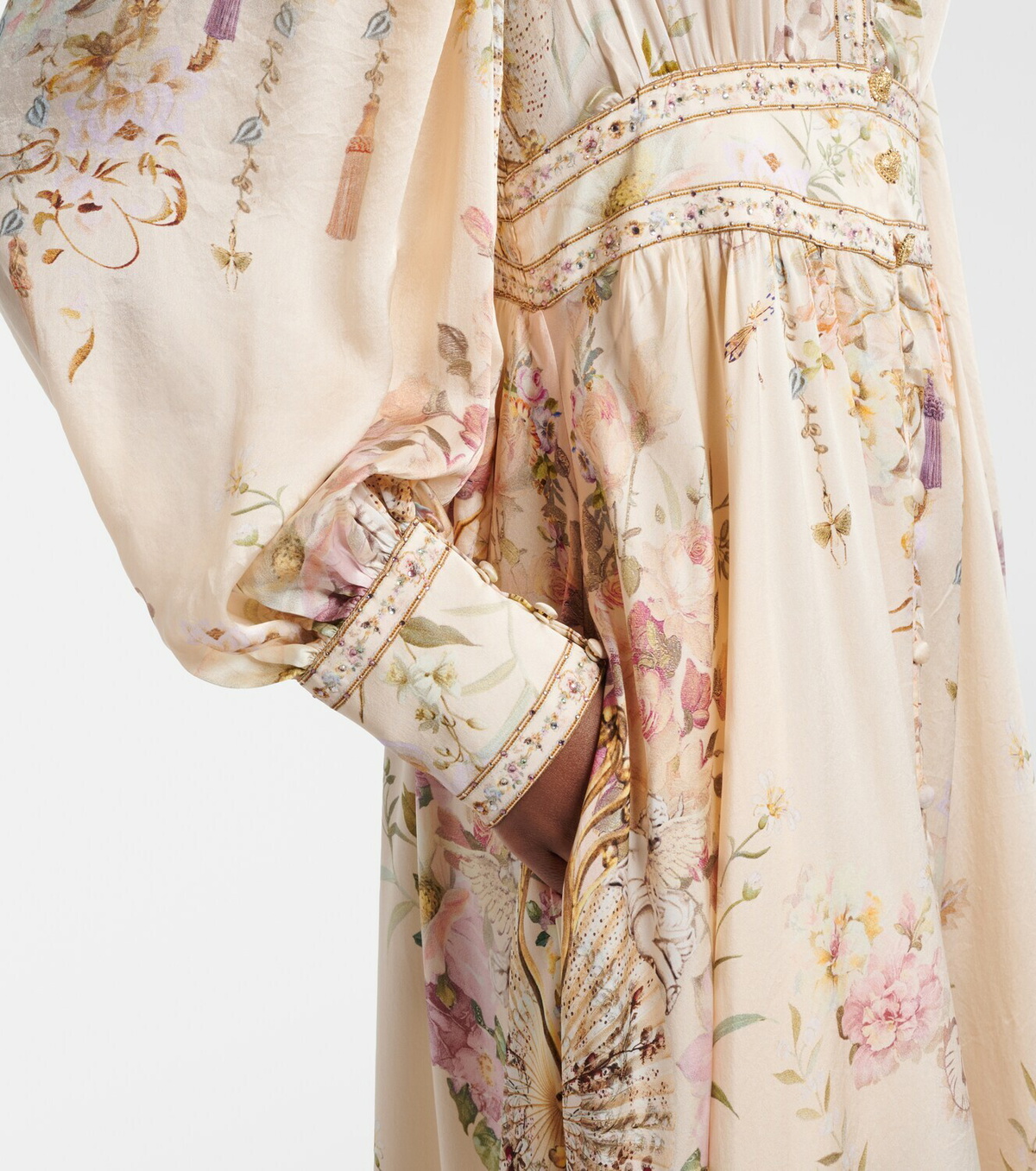 Camilla Embellished printed silk maxi dress