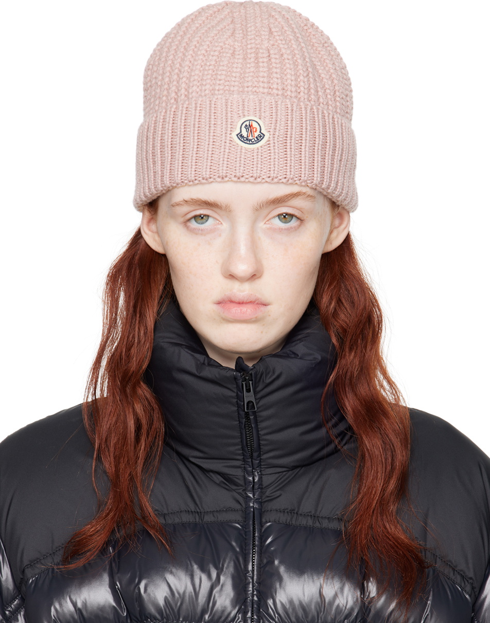 Moncler Pink Patch Beanie Moncler