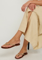 Valentino Garavani Rockstud Thong Leather Sandals Beige