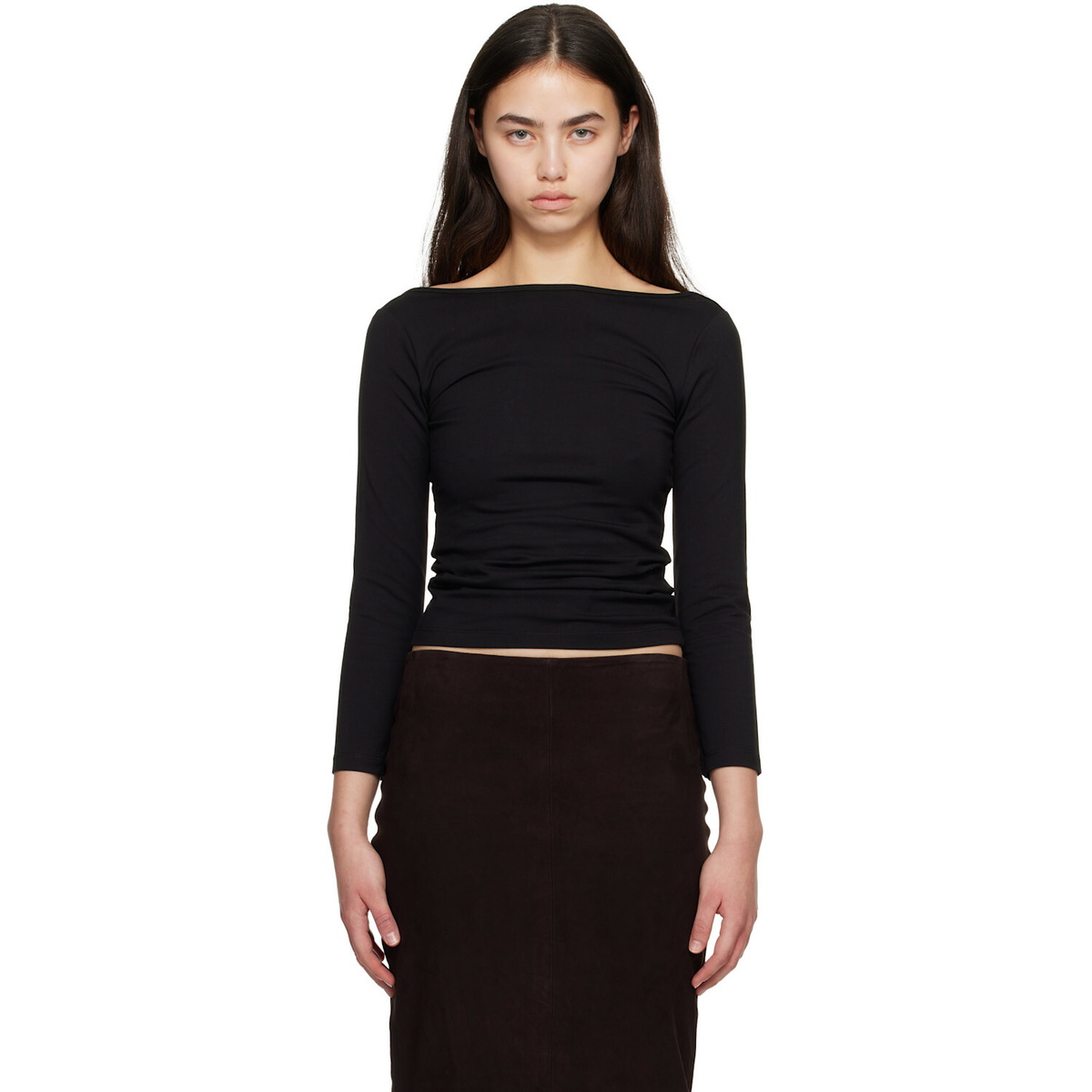 St. Agni Black Soft Jersey Ballerina Long Sleeve T-shirt