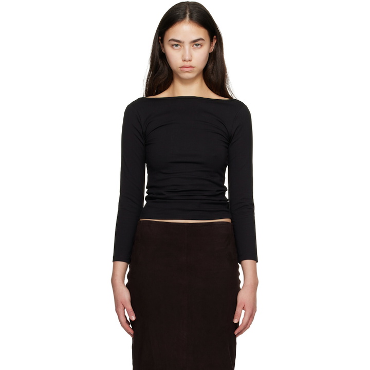 Photo: St. Agni Black Soft Jersey Ballerina Long Sleeve T-shirt