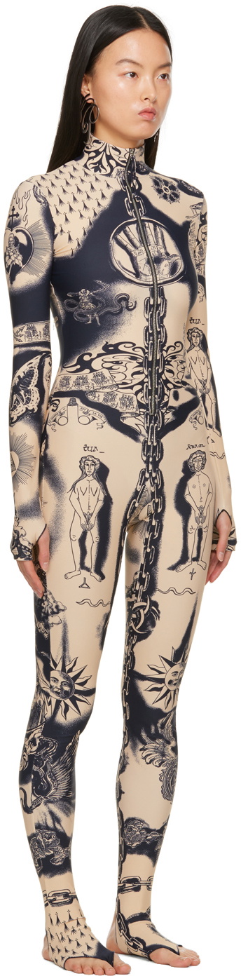 Jean Paul Gaultier Beige Graphic Jumpsuit