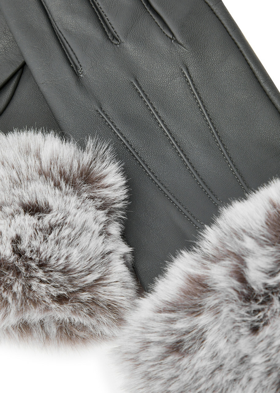 Dents Sarah Faux Fur-trimmed Leather Gloves