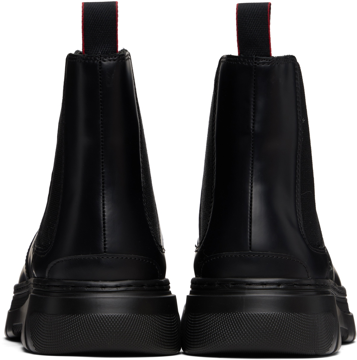 Hugo Black Embossed-Logo Chelsea Boots