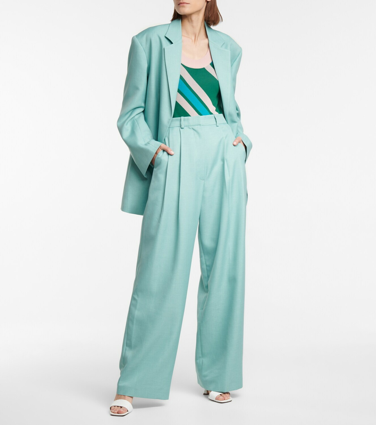 Dodo Bar Or High-rise wide-leg wool-blend pants