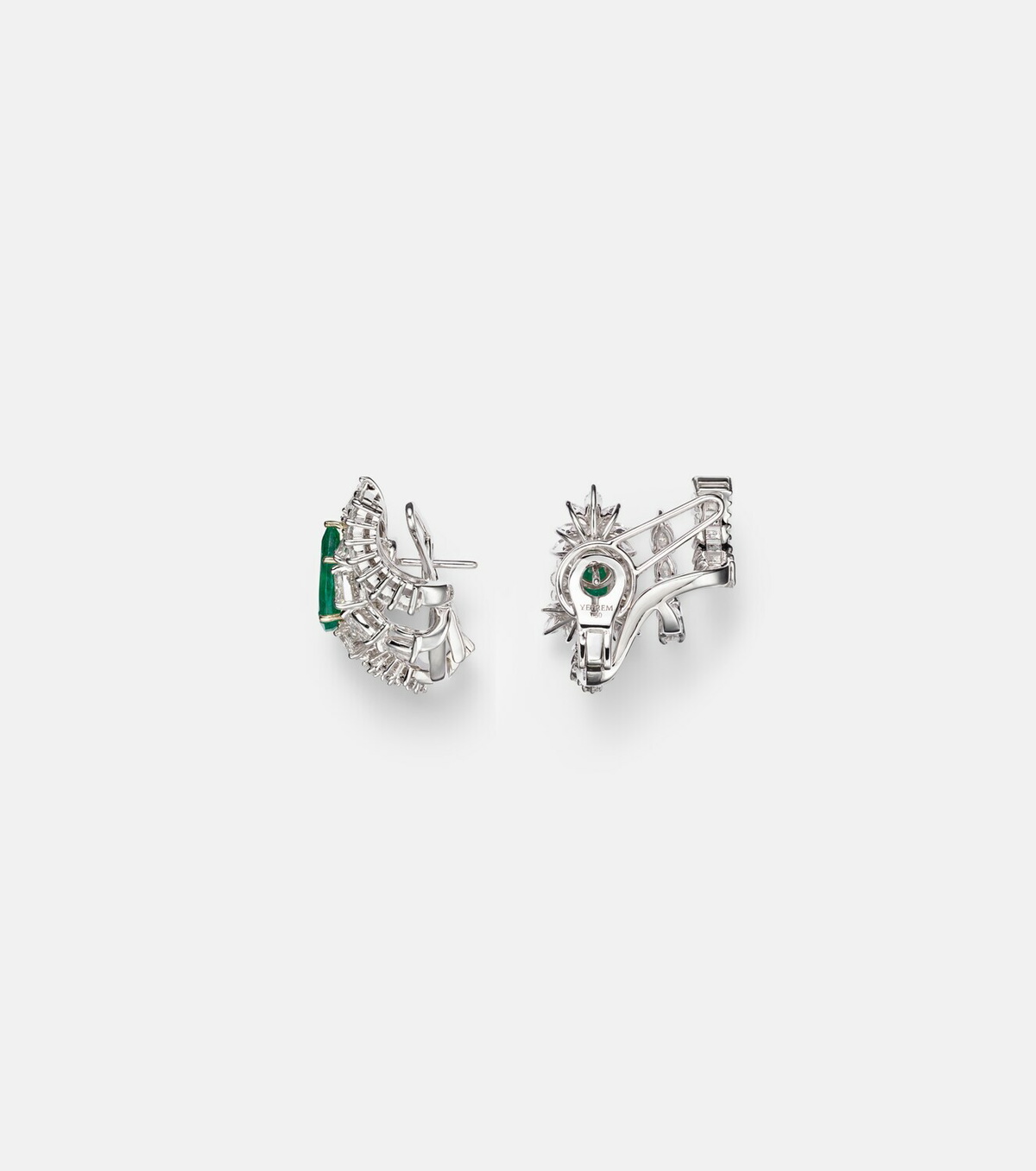 Yeprem Reign Supreme 18kt yellow and white gold earrings with diamonds and emerald