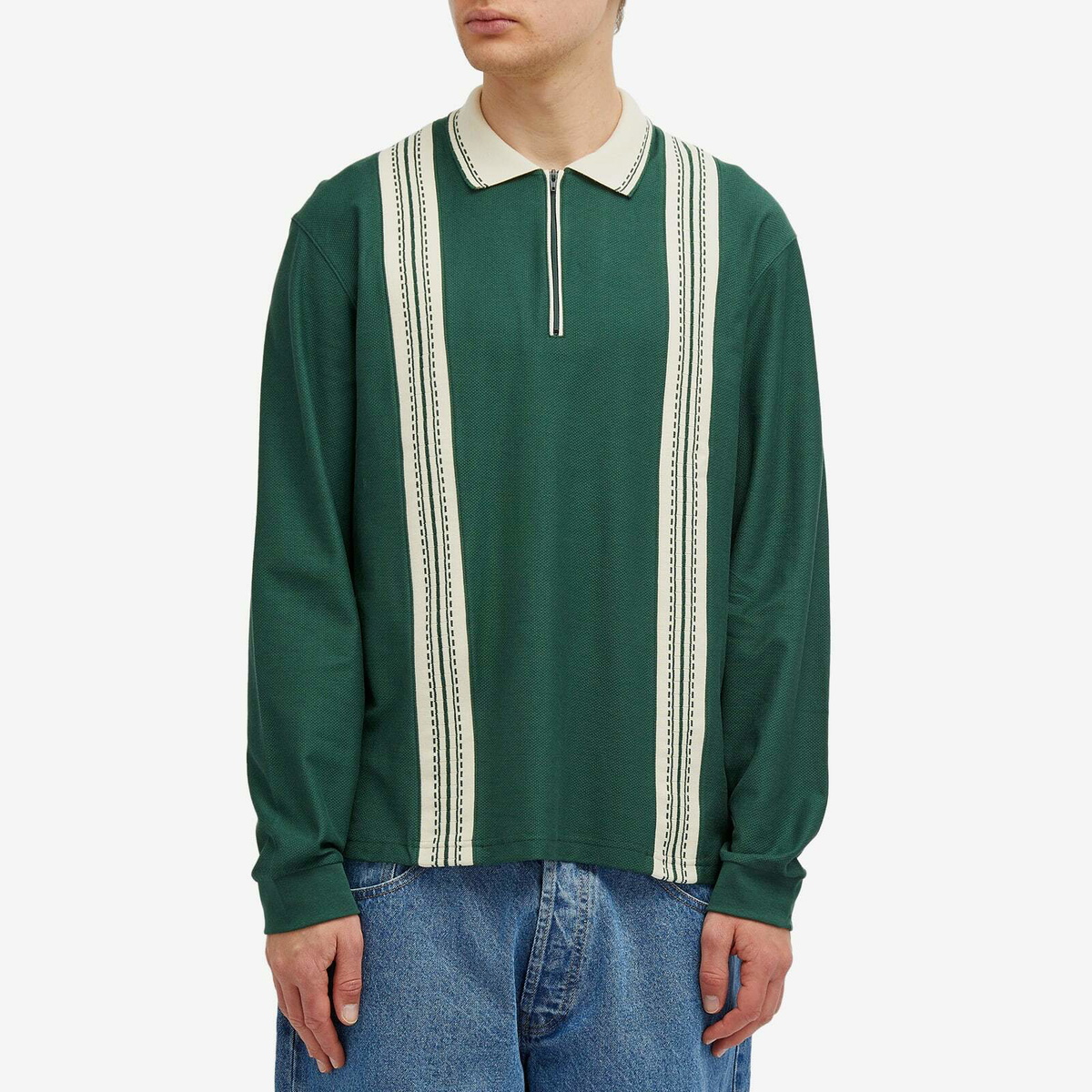 Palmes Men's Rio Long-Sleeved Zip Polo in Dark Green