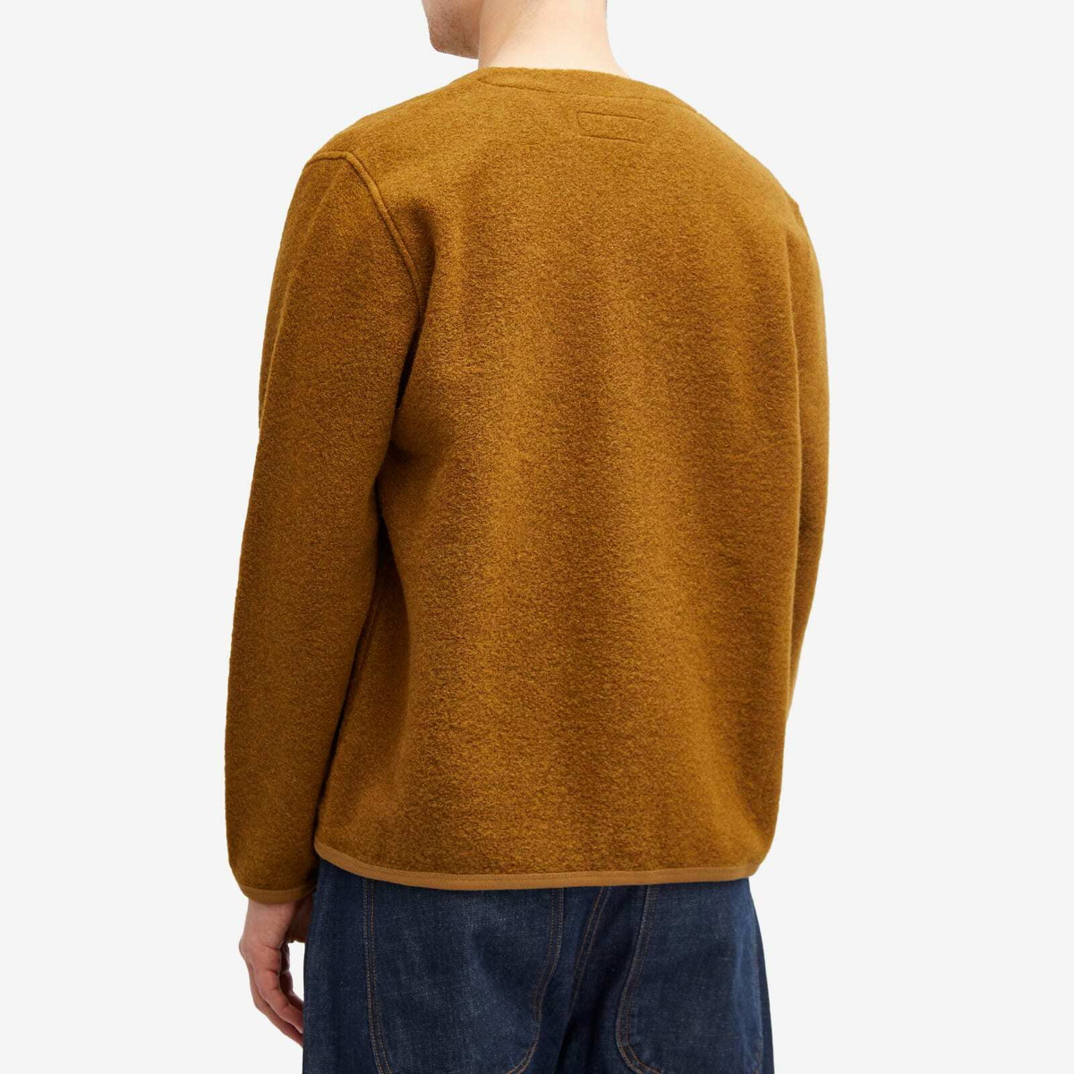 Universal Works Men's Wool Fleece Cardigan in Mustard