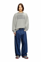 Diesel Cotton sweatshirt with appliqué logo - Sweaters Mens in Grey
