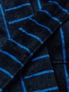 SCHIESSER - Velours Striped Cotton-Terry Robe - Blue