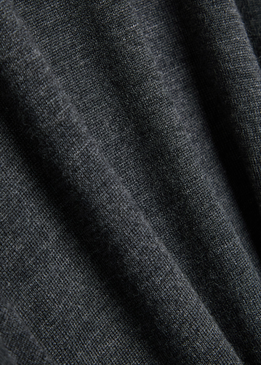 Les Deux Logo Embroidered Merino Wool Jumper Dark Grey