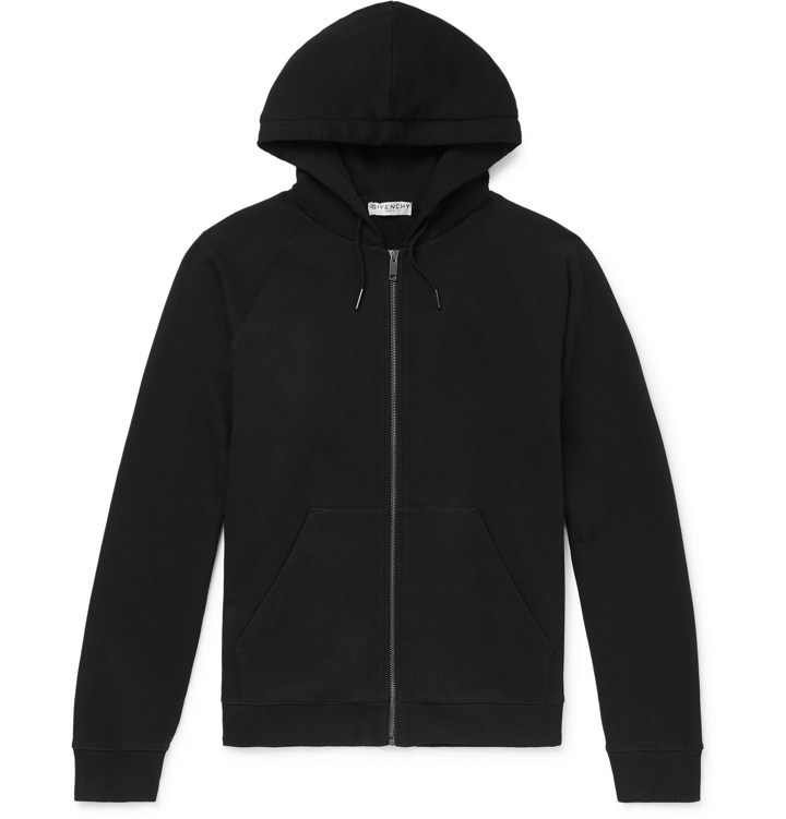 Photo: Givenchy - Logo-Embroidered Loopback Cotton-Jersey Zip-Up Hoodie - Black