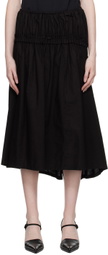 Y's Black Gathered Midi Skirt