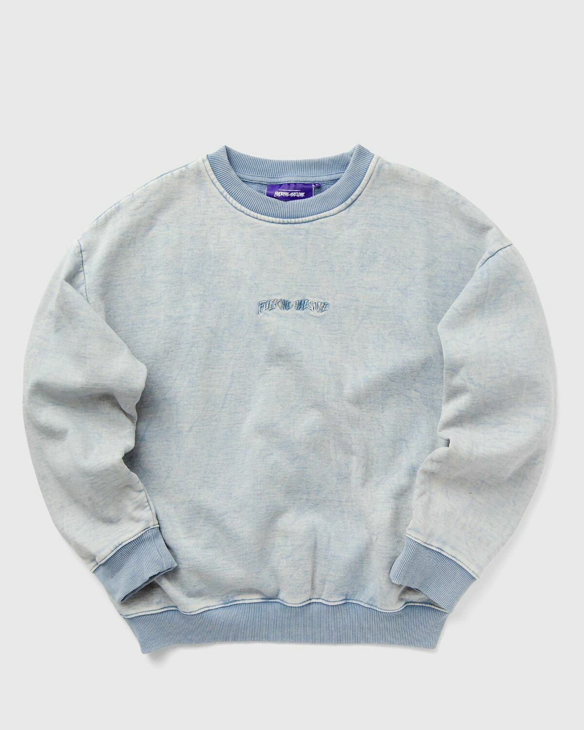 Fucking Awesome Little Stamp Snow Wash Crew Blue Sweatshirts