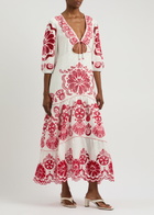 Farm Rio Richelieu Embroidered Cotton Maxi Dress White