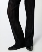Pinko Lightweight Semi Sheer Ribbed Trousers Limo Black