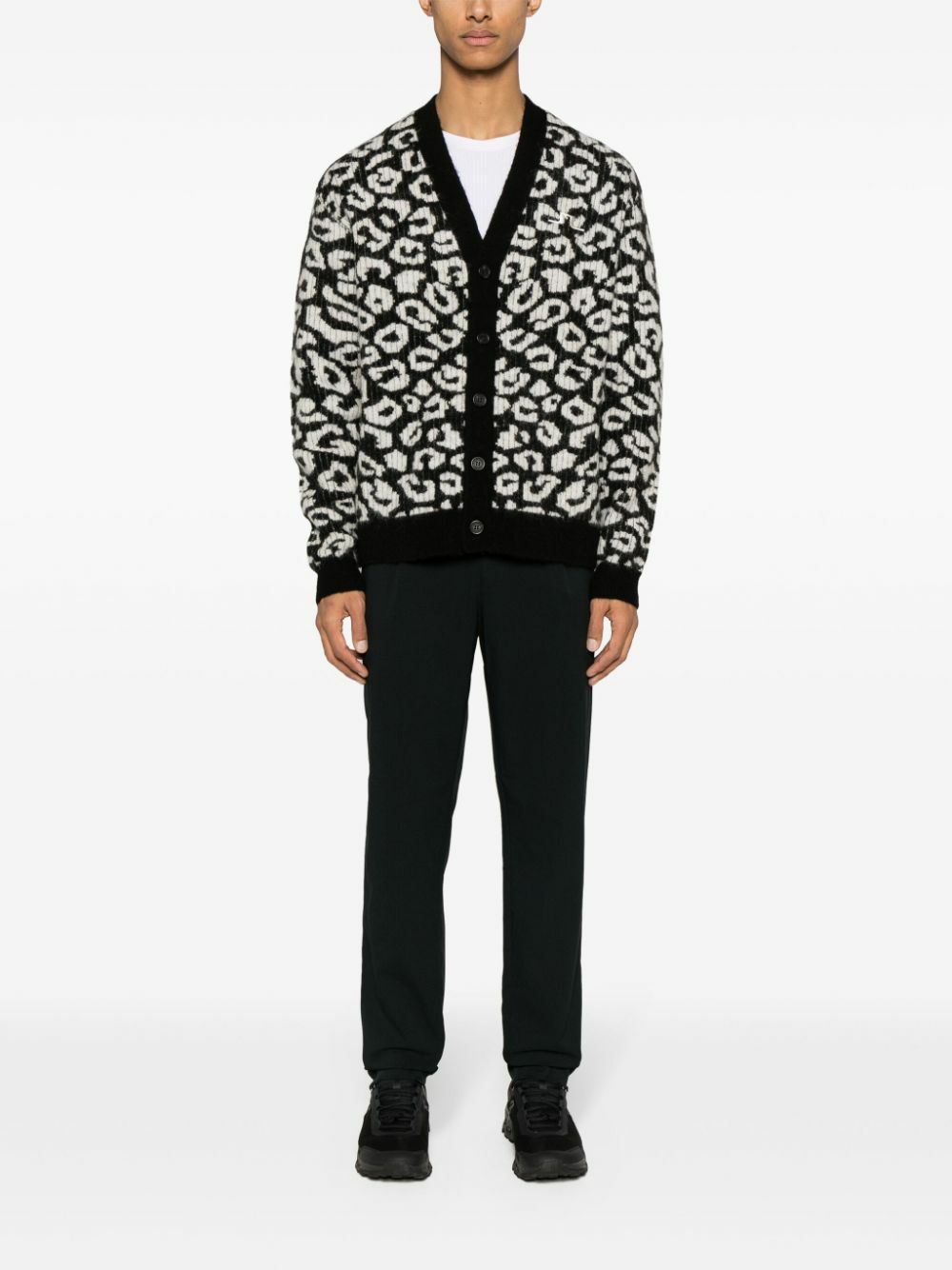 J.Lindeberg Black Frederic Leopard-Pattern Cardigan