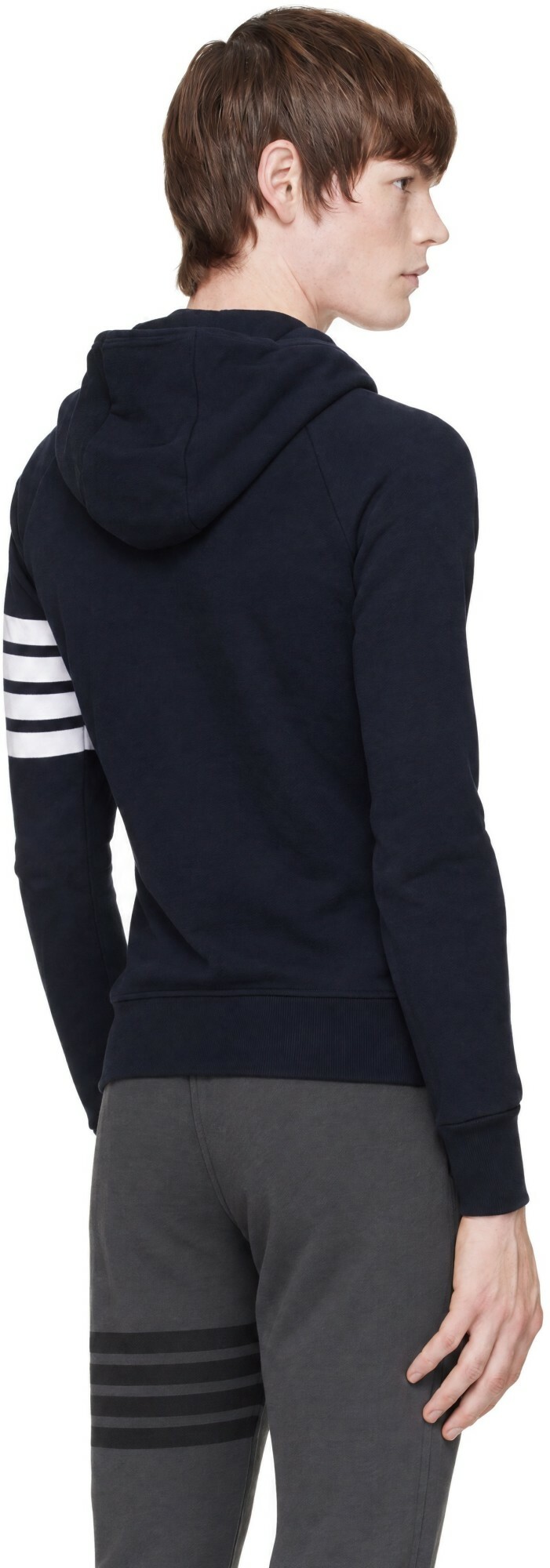 Thom Browne Navy Classic Loopback 4-Bar Zip-Up Hoodie