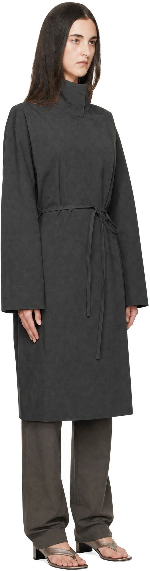 St. Agni Gray Technical Cotton Cocoon Coat