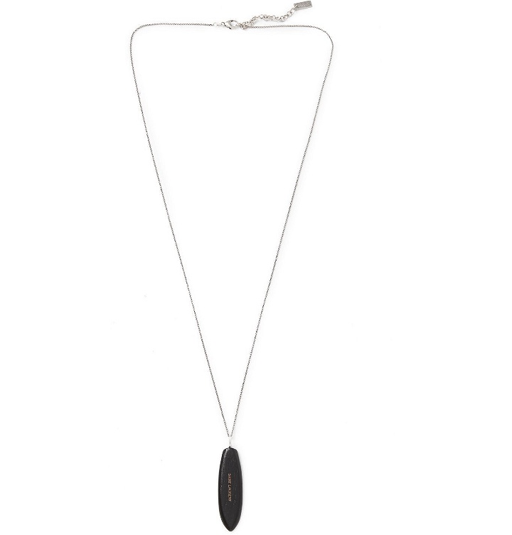 Photo: SAINT LAURENT - Silver-Tone and Wood Necklace - Silver