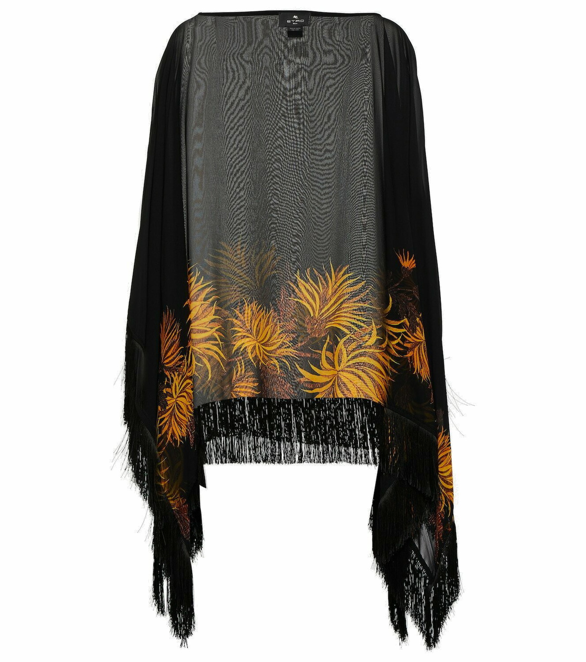 Etro Fringed printed silk cape Etro