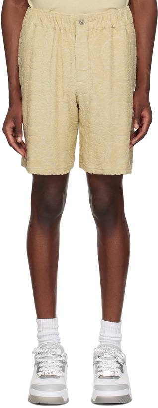 Photo: Versace Beige Barocco Jacquard Shorts