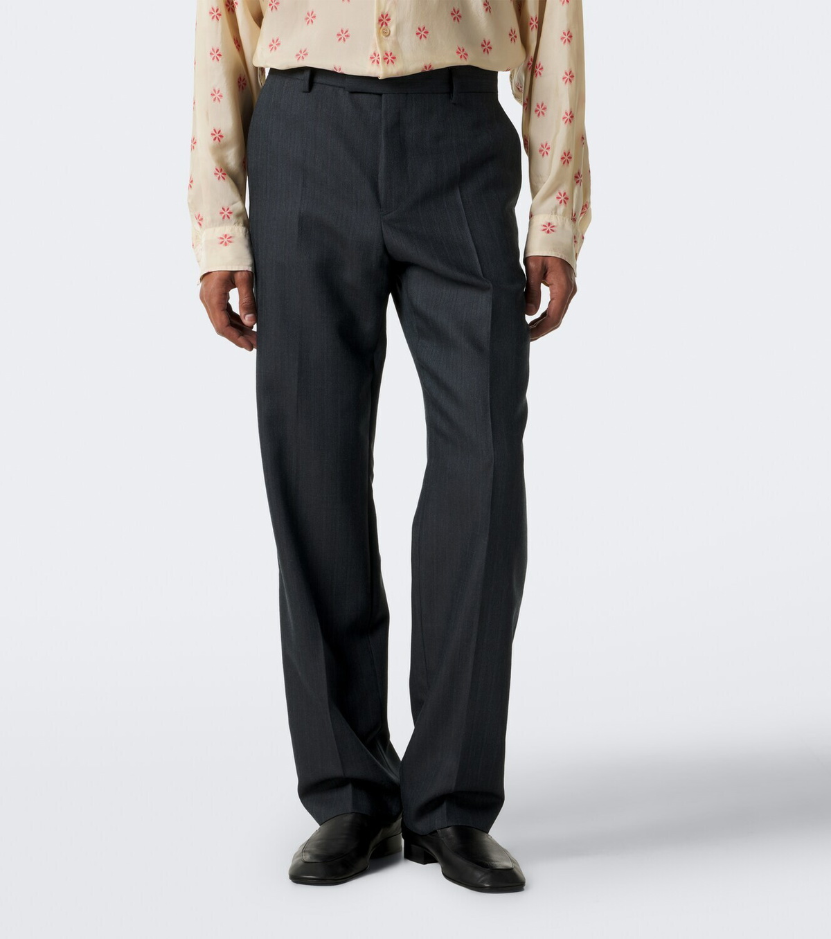 Dries Van Noten Herringbone wool straight pants