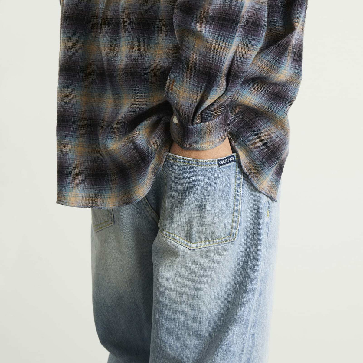Dubbleware Men's Straight Leg Selvedge Denim Jeans in Stone Wash