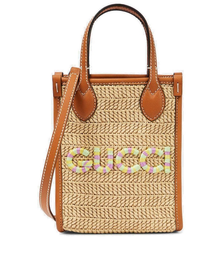 Photo: Gucci Mini logo raffia tote bag