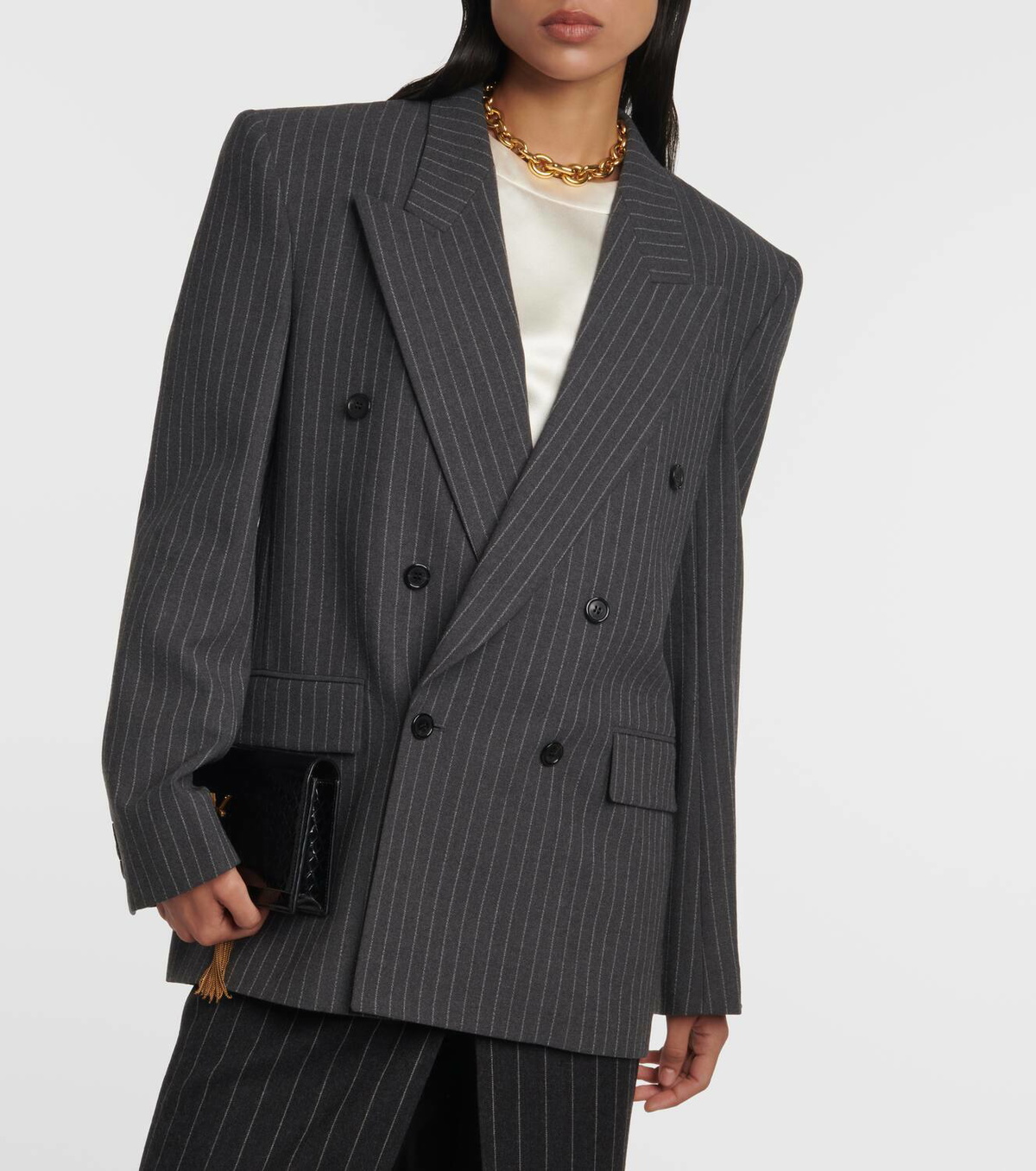 Saint Laurent Oversized pinstripe wool blazer Saint Laurent Saint Laurent Oversized pinstripe wool blazer Saint Laurent