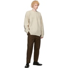 Jil Sander Off-White Wool V-Neck Sweater