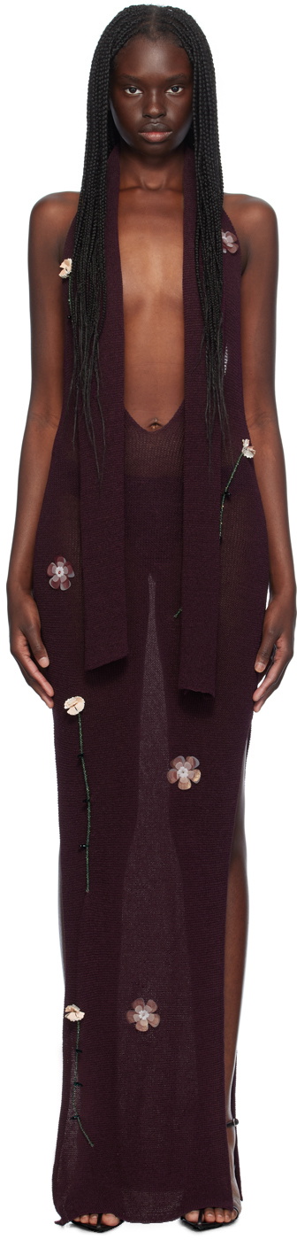 aya muse burgundy dress Aya Muse Draped halterneck gown Aya Muse