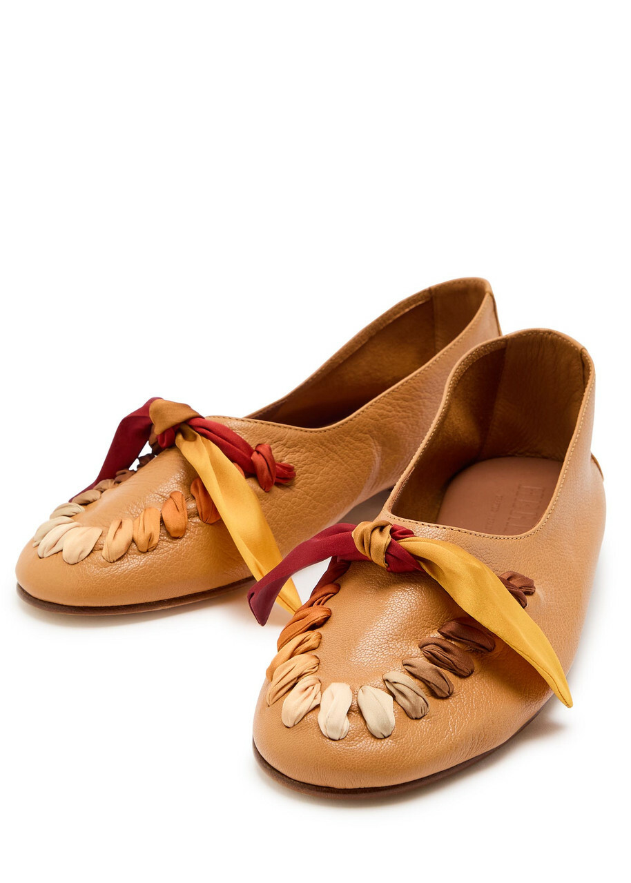 Hereu Juliol Foulard Leather Loafers Light Brown