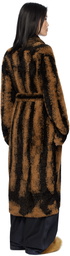 The Attico Brown Belted Faux-Fur Coat
