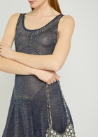 Rabanne Embellished Metallic-knit Midi Dress Navy