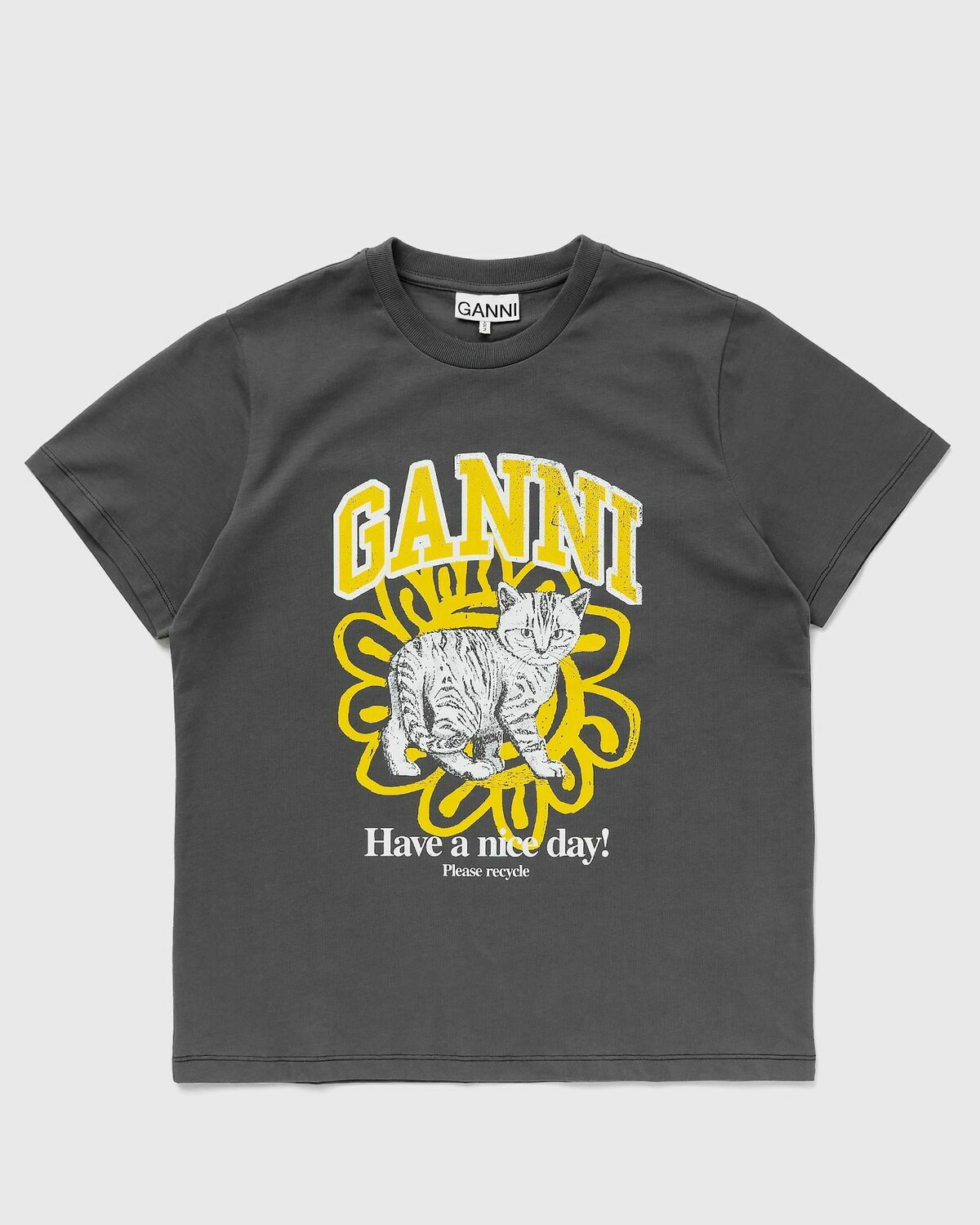Ganni Basic Jersey Cat Relaxed Tee Grey Shortsleeves GANNI