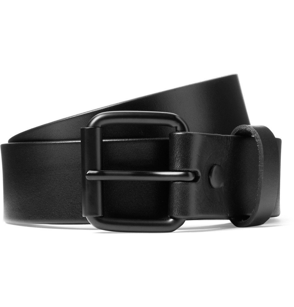 Photo: Saturdays NYC - 3.5cm Rockaway Black Leather Belt - Black