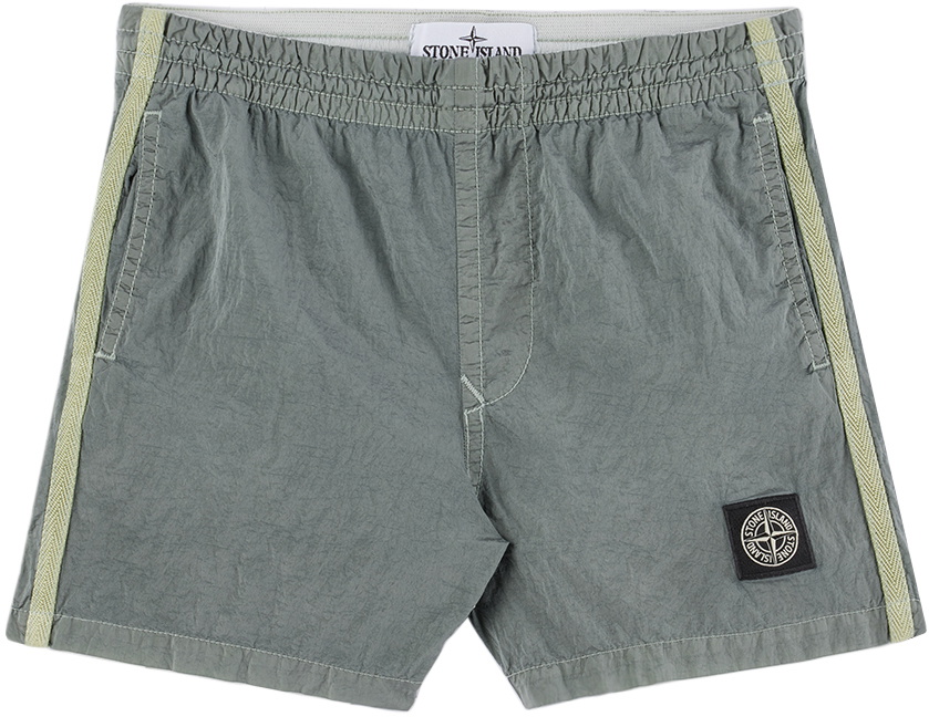 Stone Island Junior Kids Gray Patch Swim Shorts