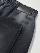 AMIRI - Wide-Leg Logo-Print Distressed Cotton-Jersey Drawstring Shorts - Black