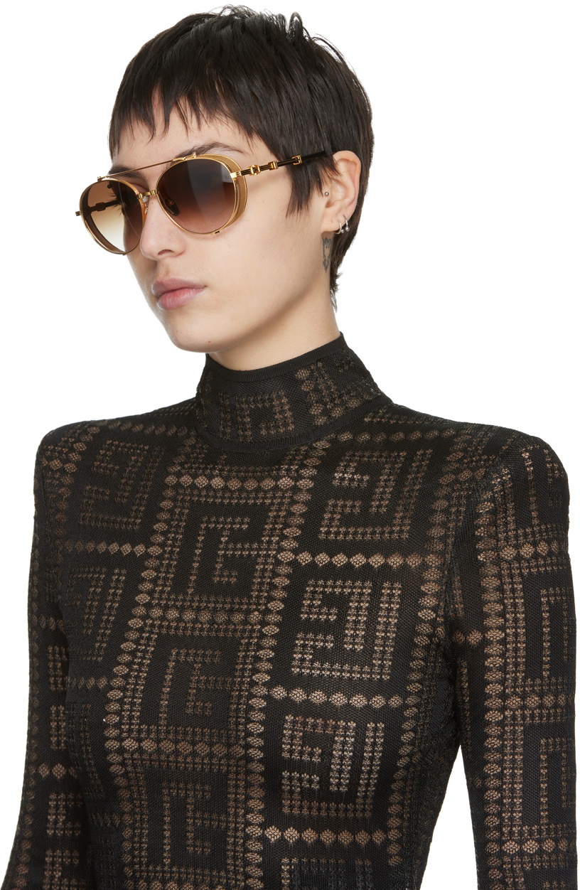 Balmain Gold & Brown Brigade II Sunglasses