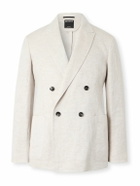Zegna - Double-Breasted Linen-Twill Suit Jacket - Neutrals
