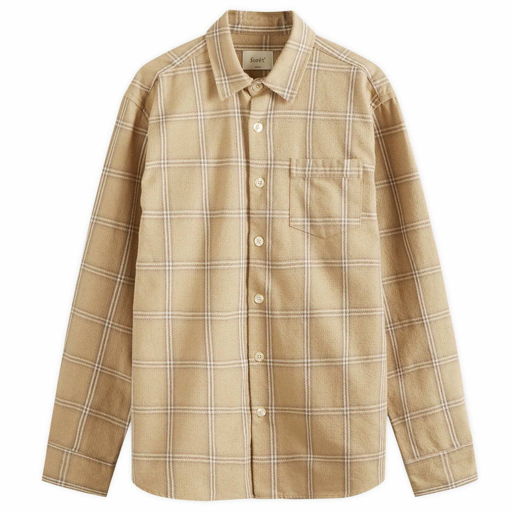 Photo: Foret Men's Fable Check Overshirt in Khaki Check